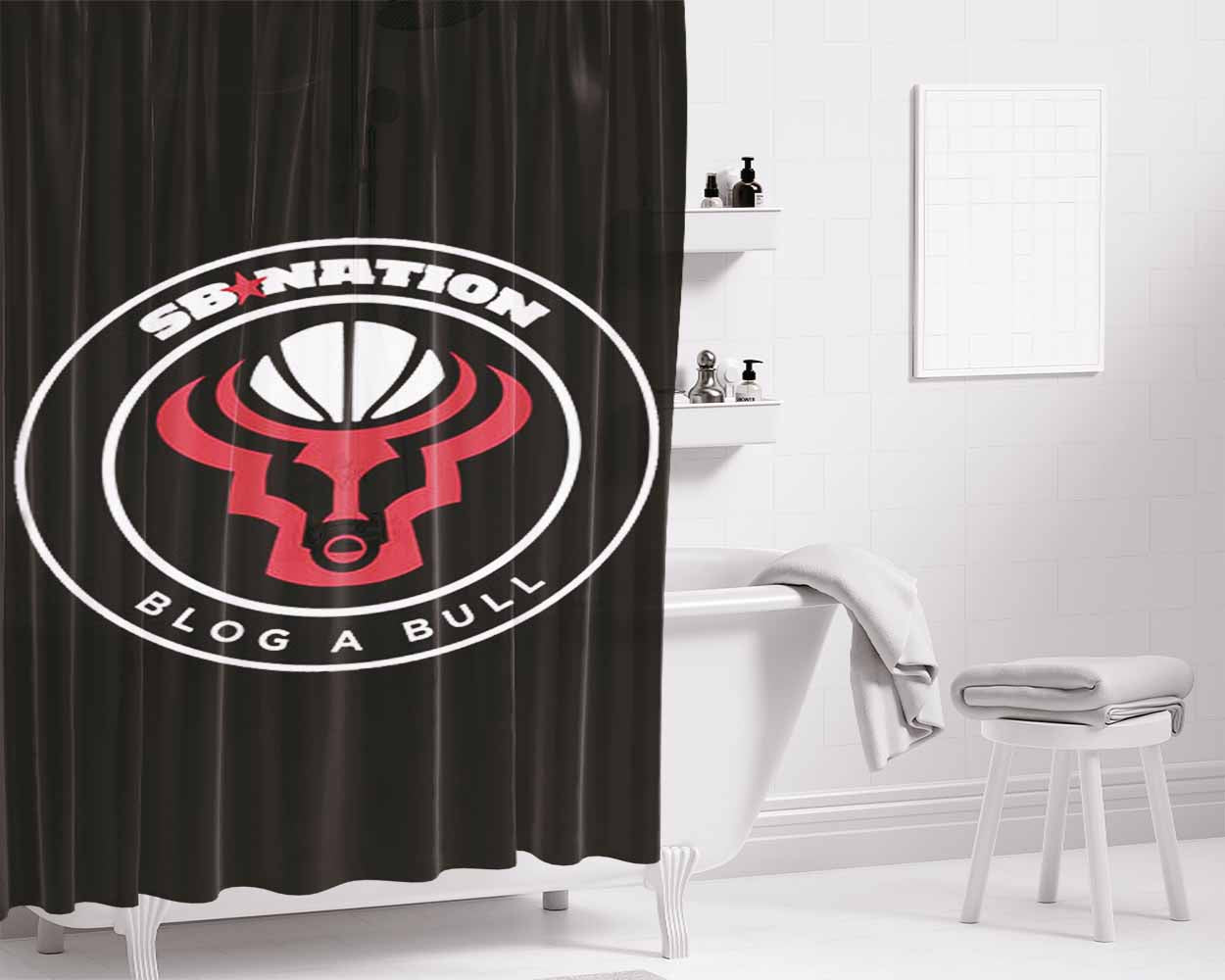 Blog A Bull Miami Heat Bathroom Shower Curtain Fabric Waterproof | 66 X 72 Inch
