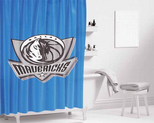 Blue Dallas Mavericks Bathroom Shower Curtain Fabric Waterproof | 66 X 72 Inch