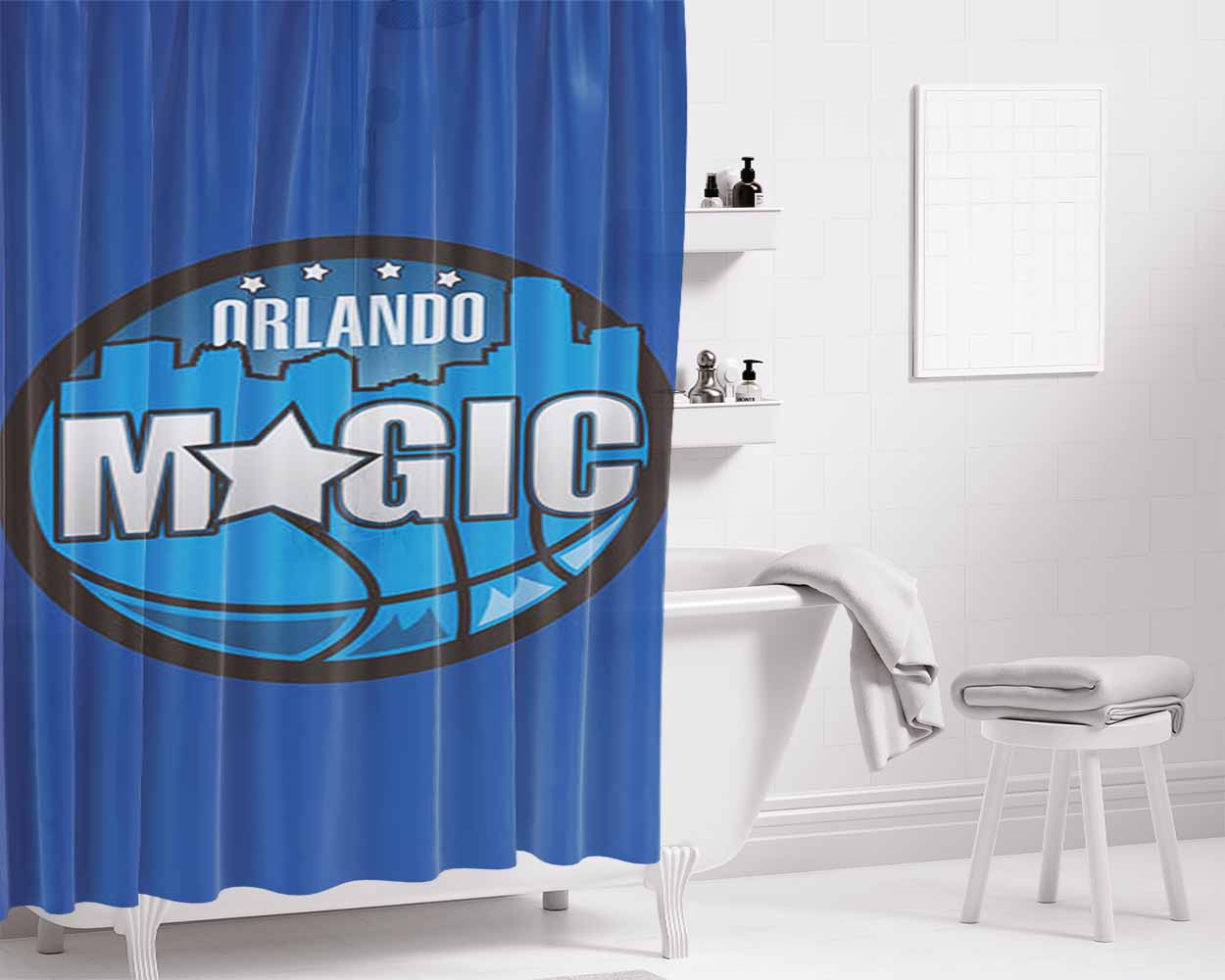Blue Orlando Magic Bathroom Shower Curtain Fabric Waterproof | 66 X 72 Inch