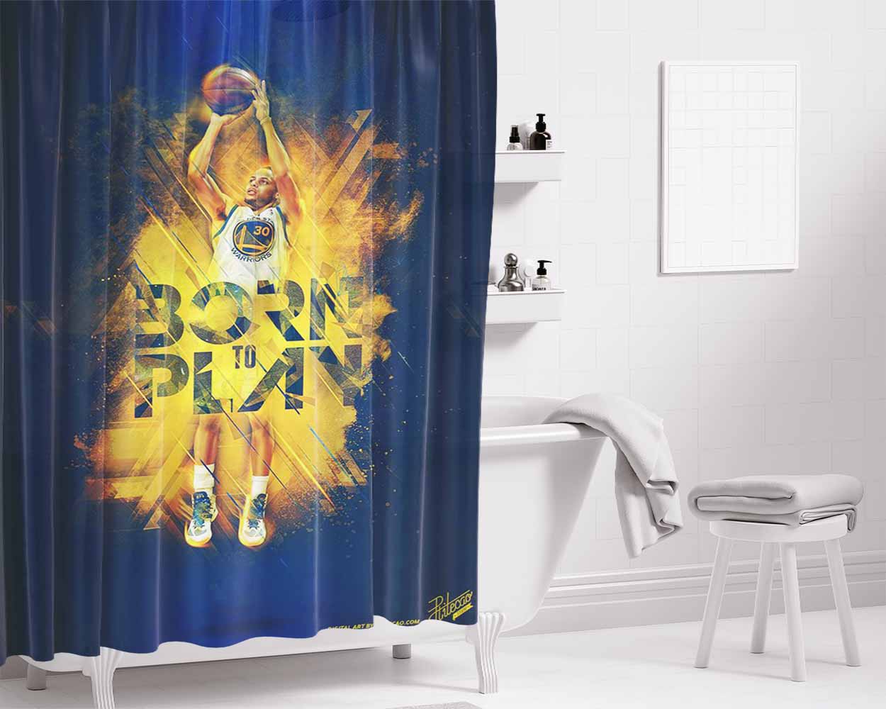 Born To Plan Basket Ball Bathroom Shower Curtain Fabric Waterproof | 66 X 72 Inch