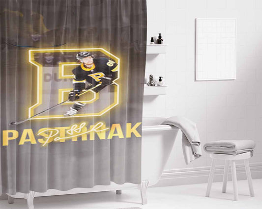 Boston Bruins David Pastrnak Bathroom Shower Curtain Fabric Waterproof | 66 X 72 Inch