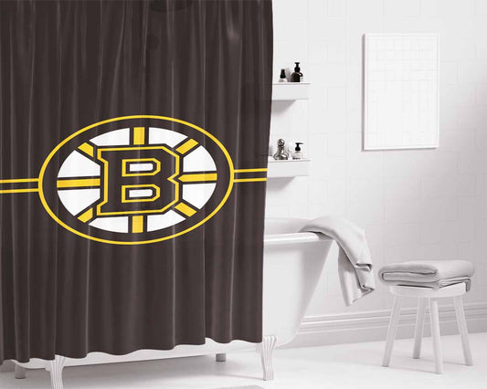 Boston Bruins Nhl Logo Bathroom Shower Curtain Fabric Waterproof | 66 X 72 Inch