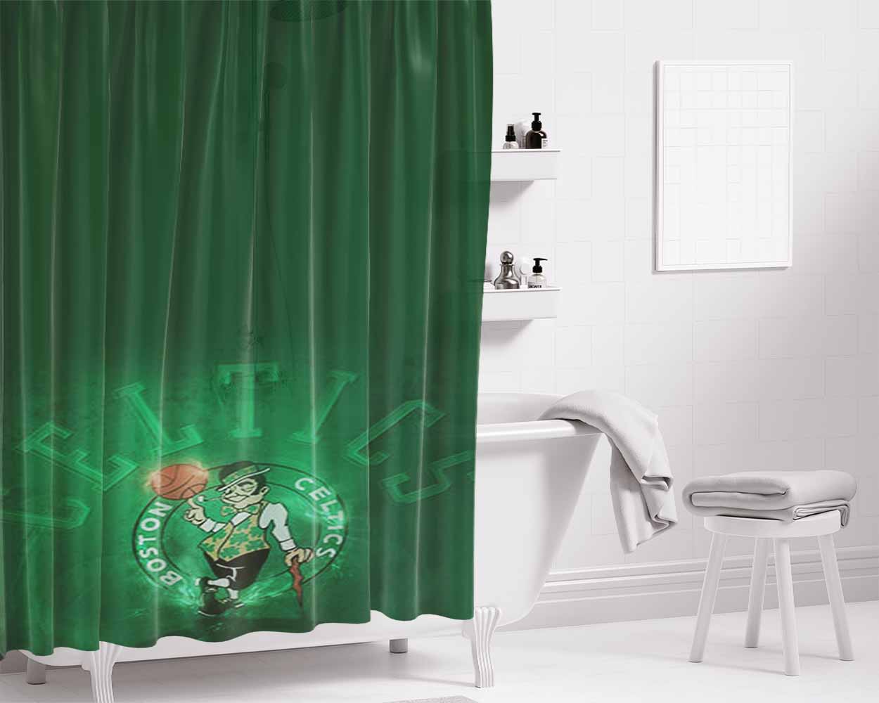 Boston Celtic Cover Bathroom Shower Curtain Fabric Waterproof | 66 X 72 Inch