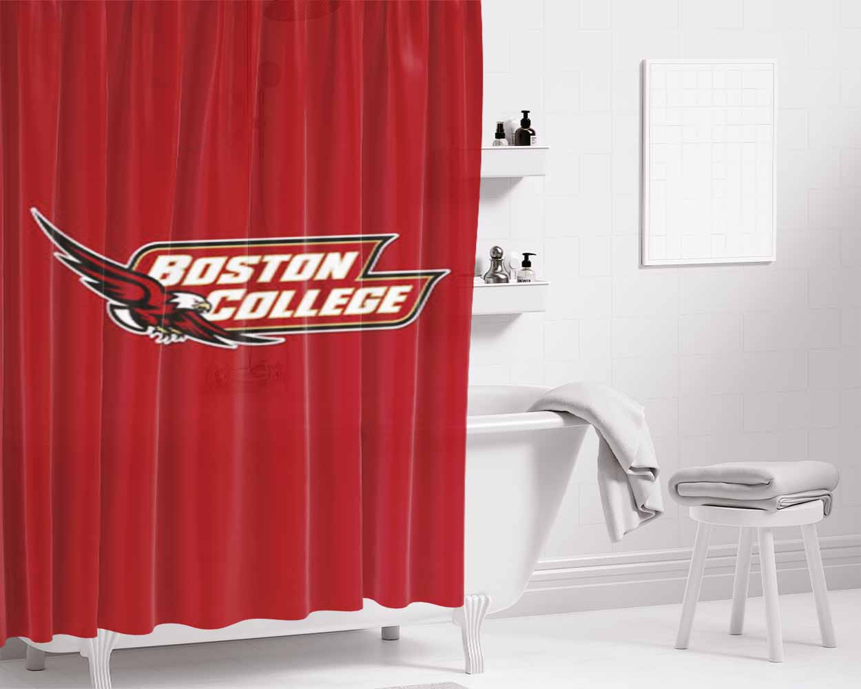 Boston College Bathroom Shower Curtain Fabric Waterproof | 66 X 72 Inch