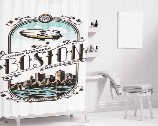 Boston Massachusetts Bathroom Shower Curtain Fabric Waterproof | 66 X 72 Inch