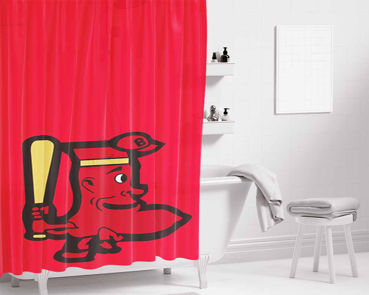 Boston Playing Bathroom Shower Curtain Fabric Waterproof | 66 X 72 Inch