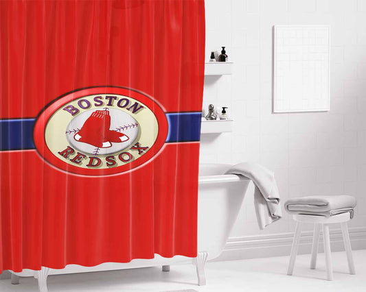 Boston Redsox Bathroom Shower Curtain Fabric Waterproof | 66 X 72 Inch