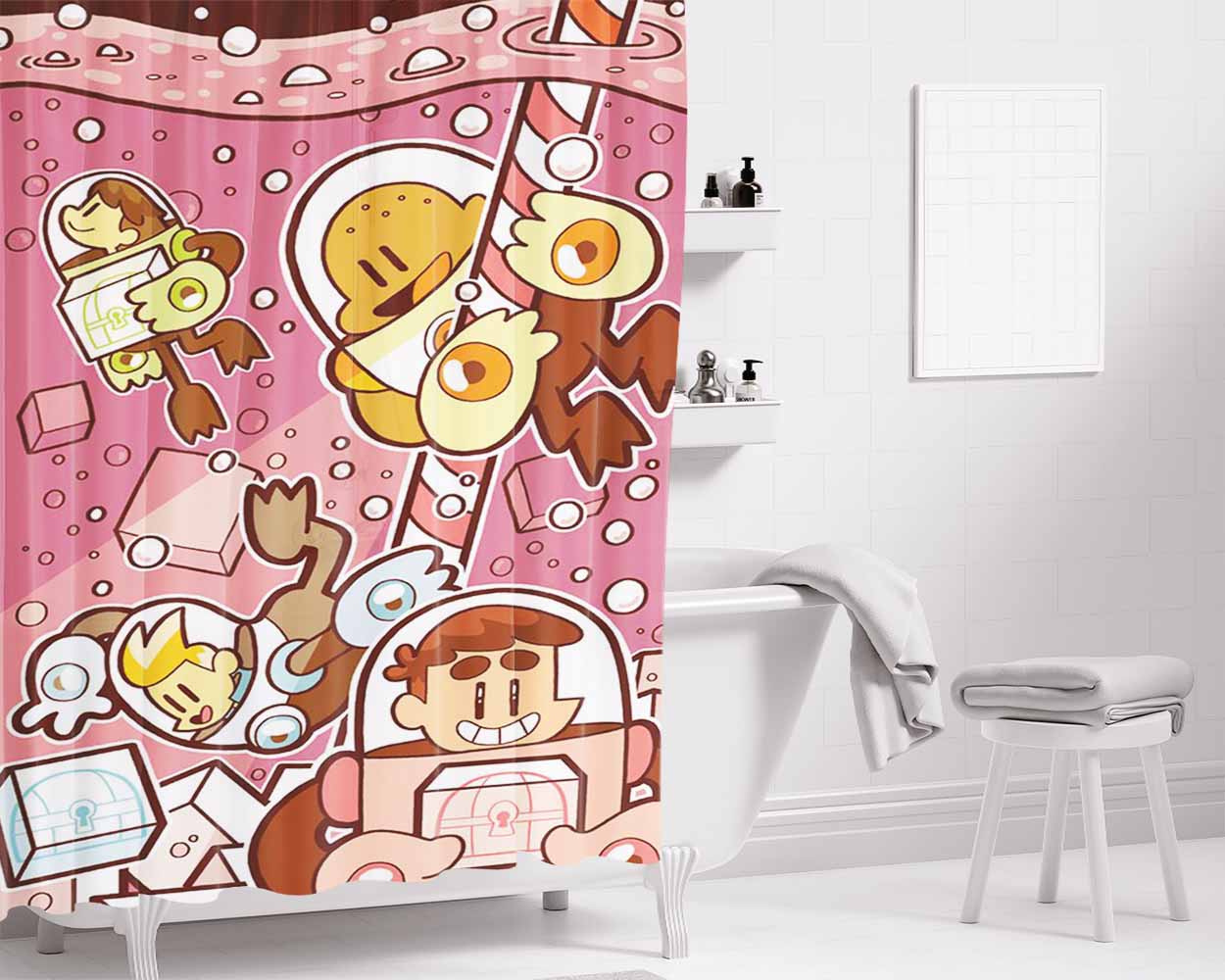 Braves Warriors Comic Bathroom Shower Curtain Fabric Waterproof | 66 X 72 Inch