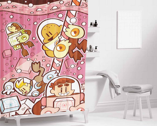 Braves Warriors Comic Bathroom Shower Curtain Fabric Waterproof | 66 X 72 Inch