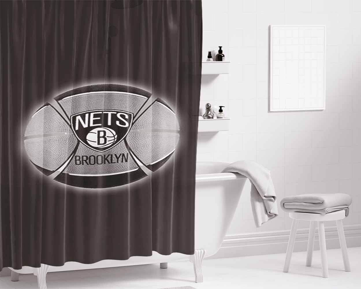 Brokliyn Nets Bathroom Shower Curtain Fabric Waterproof | 66 X 72 Inch