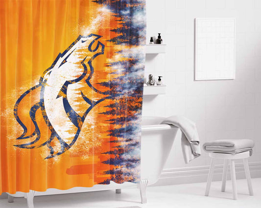 Broncos Denver Christm Bathroom Shower Curtain Fabric Waterproof | 66 X 72 Inch