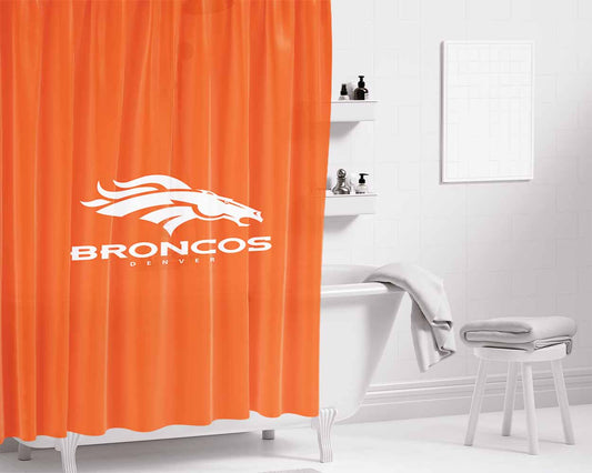 Broncos Denver White Bathroom Shower Curtain Fabric Waterproof | 66 X 72 Inch