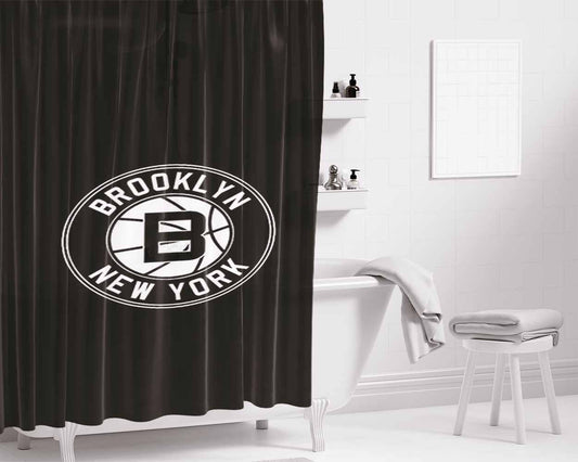 Brooklyn Black Nets Bathroom Shower Curtain Fabric Waterproof | 66 X 72 Inch