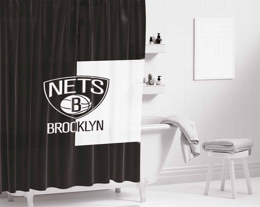 Brooklyn Cover Black White Bathroom Shower Curtain Fabric Waterproof | 66 X 72 Inch