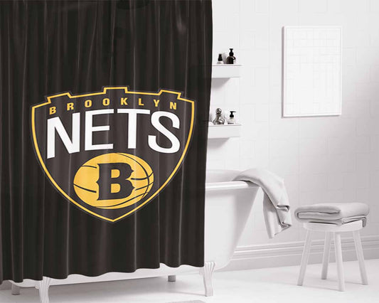 Brooklyn Nets B Nets Bathroom Shower Curtain Fabric Waterproof | 66 X 72 Inch