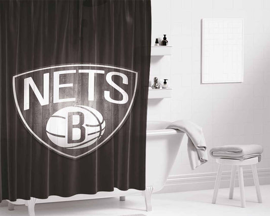 Brooklyn Nets Hardwood 2 Bathroom Shower Curtain Fabric Waterproof | 66 X 72 Inch
