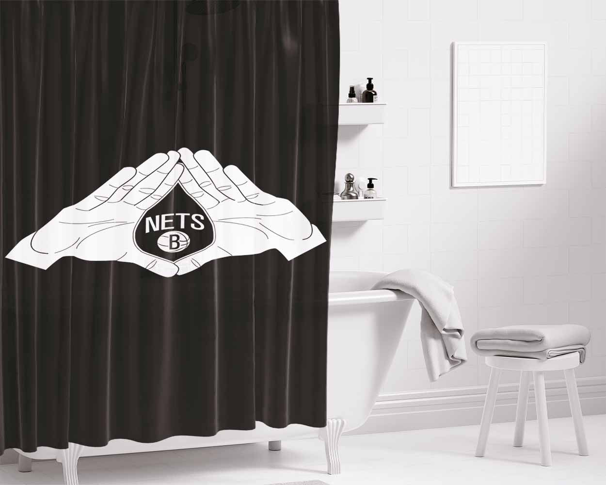 Brooklyn Nets Logo According To Jay Bathroom Shower Curtain Fabric Waterproof | 66 X 72 Inch