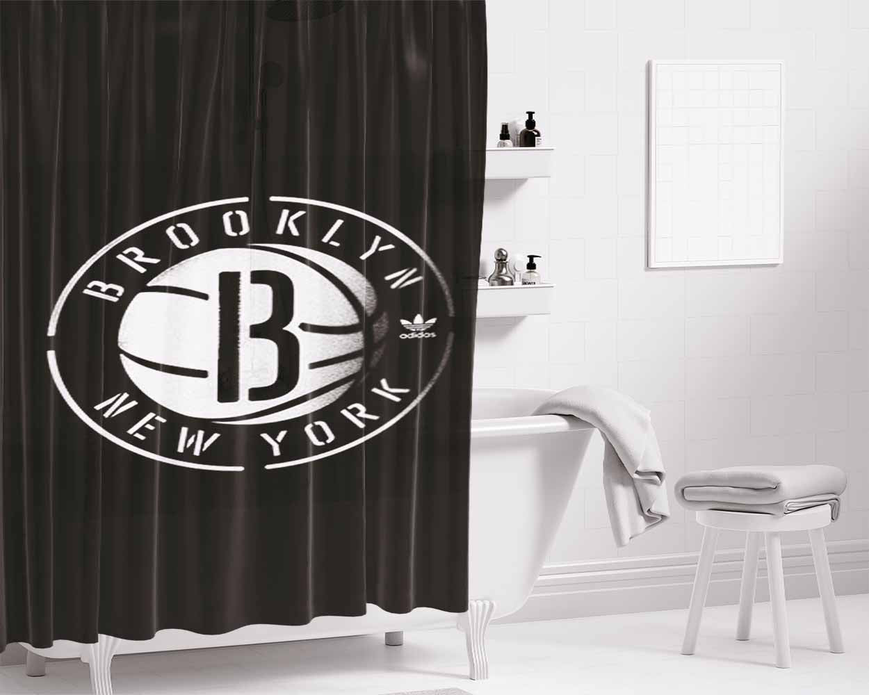 Brooklyn New York Bathroom Shower Curtain Fabric Waterproof | 66 X 72 Inch