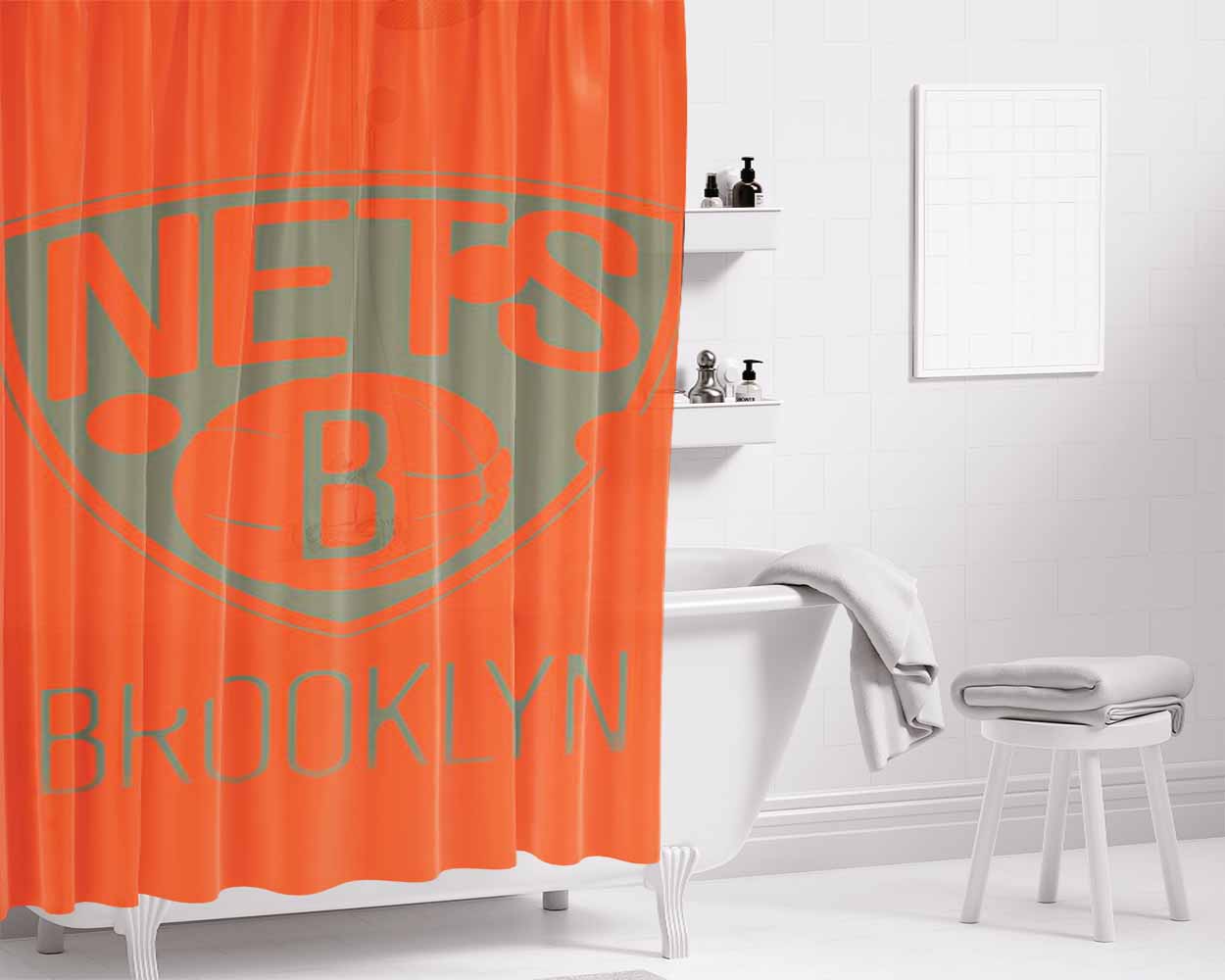 Brooklynnets Bathroom Shower Curtain Fabric Waterproof | 66 X 72 Inch