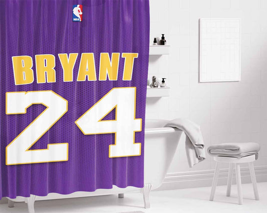 Bryant 24 Lakers Bathroom Shower Curtain Fabric Waterproof | 66 X 72 Inch