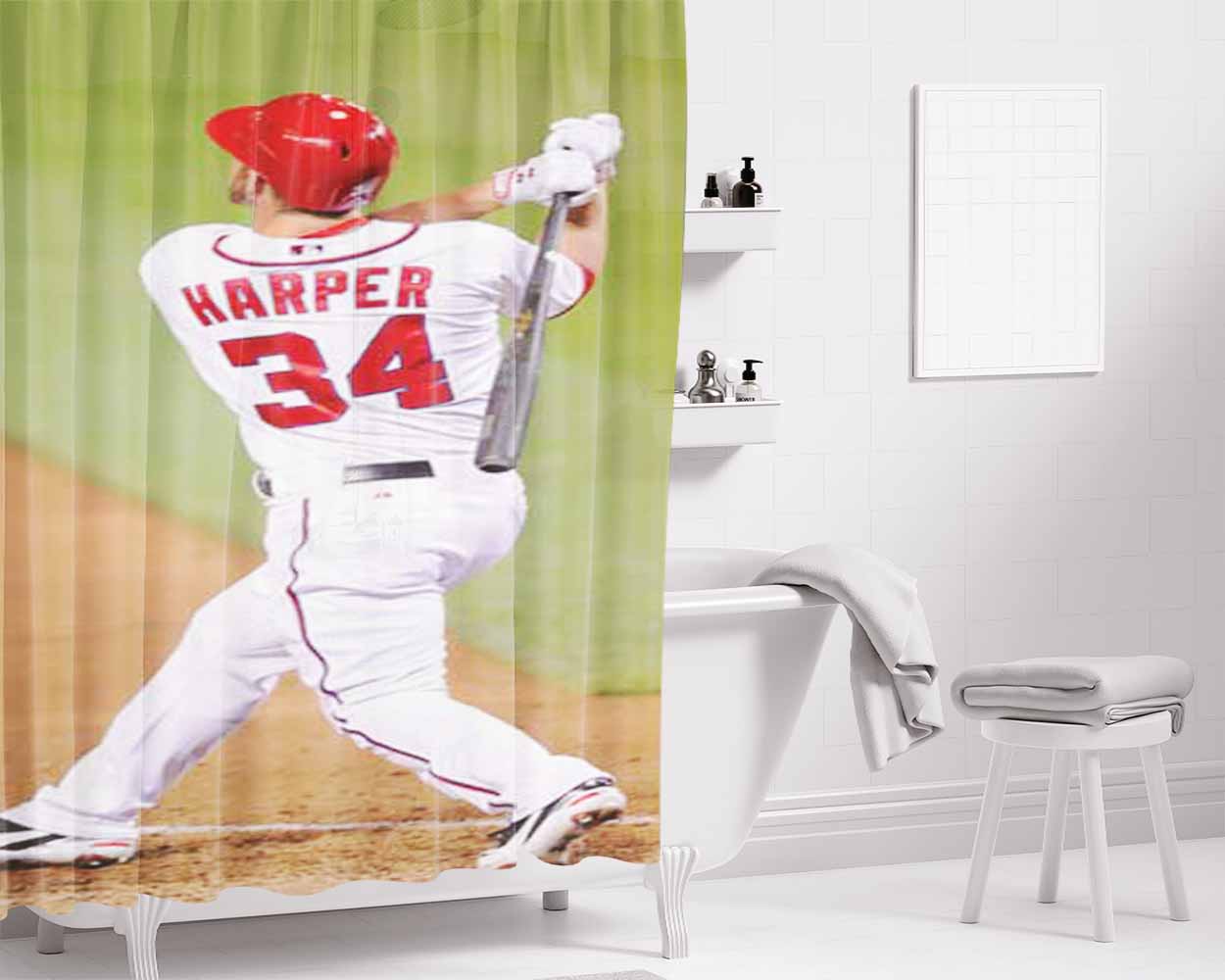 Bryce Harper Bathroom Shower Curtain Fabric Waterproof | 66 X 72 Inch
