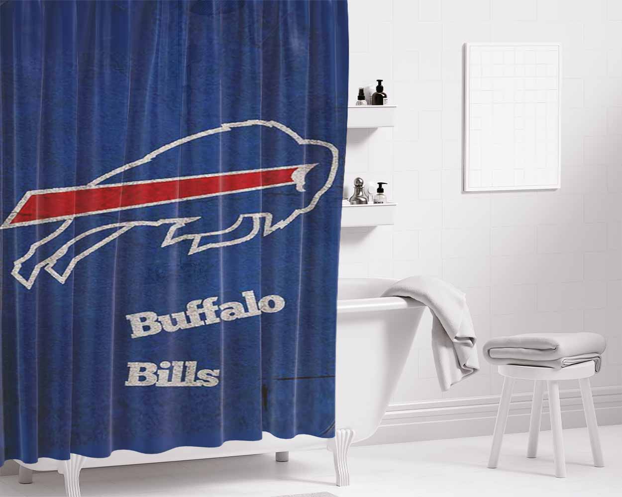Buffalo Bills Bathroom Shower Curtain Fabric Waterproof | 66 X 72 Inch
