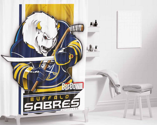 Buffalo Sabres Bathroom Shower Curtain Fabric Waterproof | 66 X 72 Inch