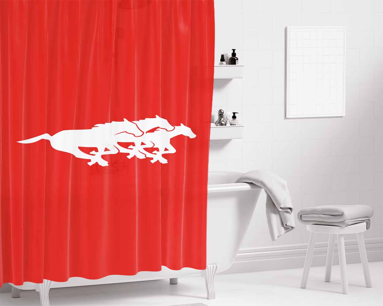 Calgary Stampeders Bathroom Shower Curtain Fabric Waterproof | 66 X 72 Inch