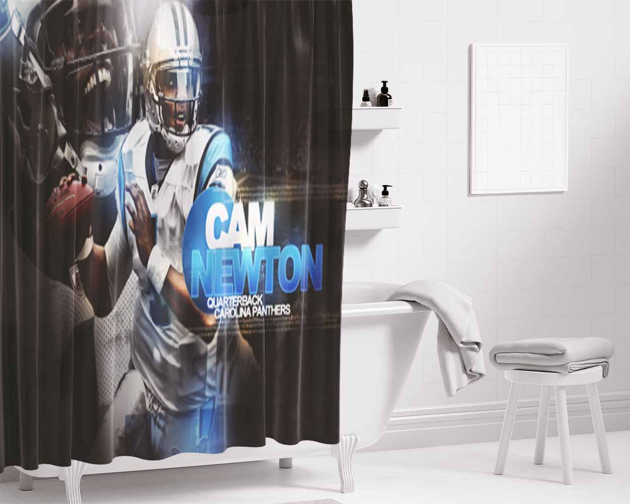 Cam Newton Carolina Panthers 2 Bathroom Shower Curtain Fabric Waterproof | 66 X 72 Inch