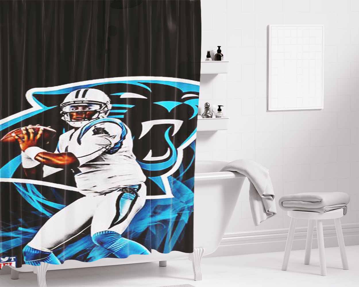 Cam Newton Panthers Bathroom Shower Curtain Fabric Waterproof | 66 X 72 Inch
