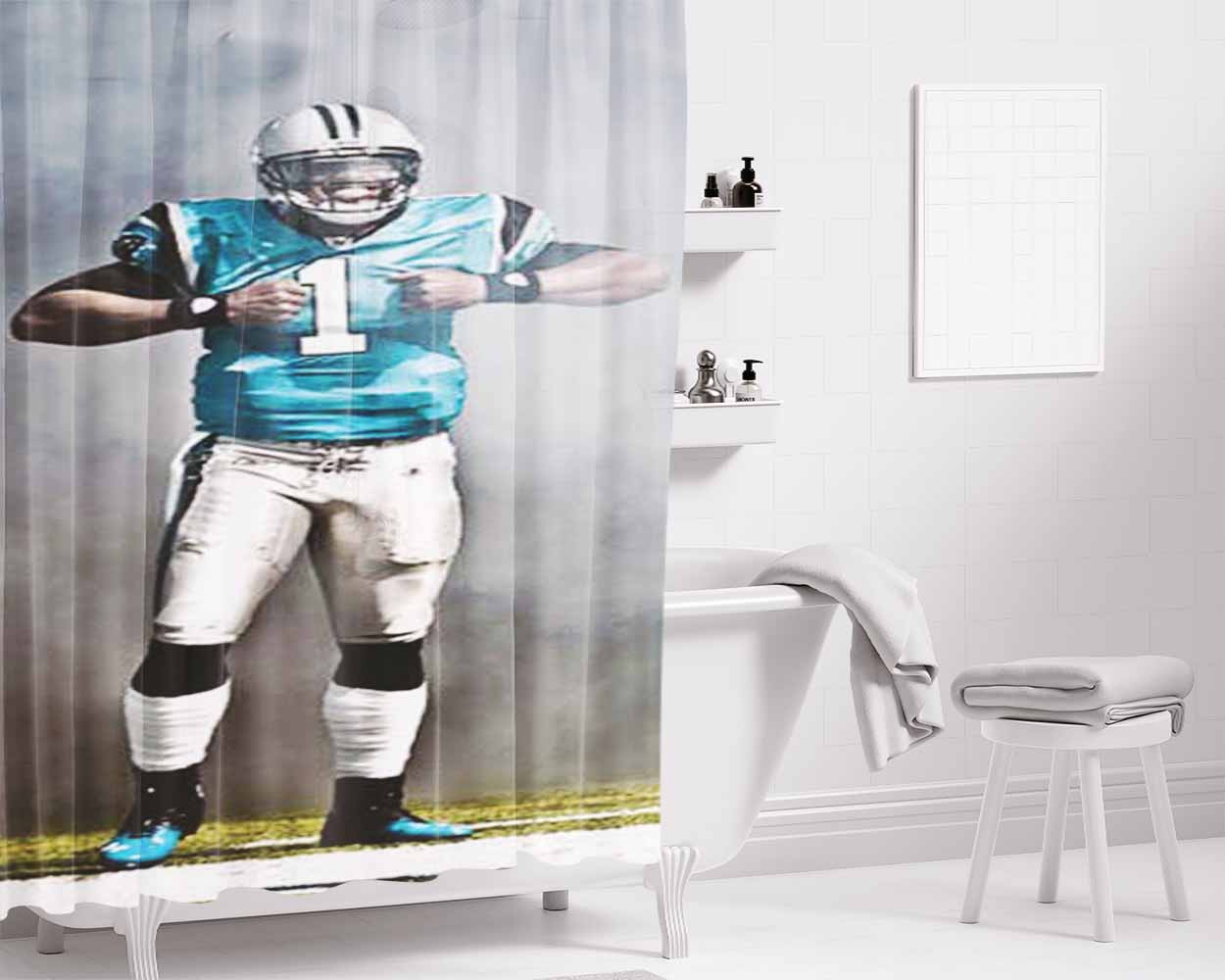 Cam Newton Smoke Ripping Open Bathroom Shower Curtain Fabric Waterproof | 66 X 72 Inch