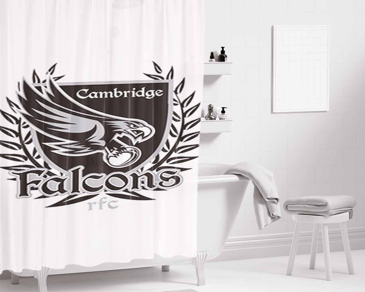 Cambridge Falcons Logo Bathroom Shower Curtain Fabric Waterproof | 66 X 72 Inch