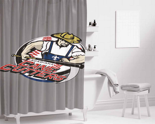 Cane Cutters Baseball Logo Gray Bathroom Shower Curtain Fabric Waterproof | 66 X 72 Inch