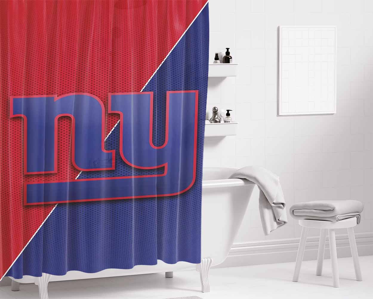Carbon Fiber Wallpapers New York Giants Red And Blue Bathroom Shower Curtain Fabric Waterproof | 66 X 72 Inch