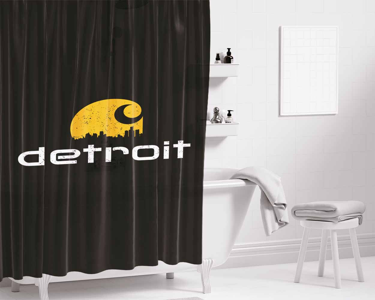 Carhartt Detroit Bathroom Shower Curtain Fabric Waterproof | 66 X 72 Inch