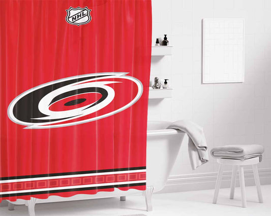 Carolina Hurricanes Bathroom Shower Curtain Fabric Waterproof | 66 X 72 Inch