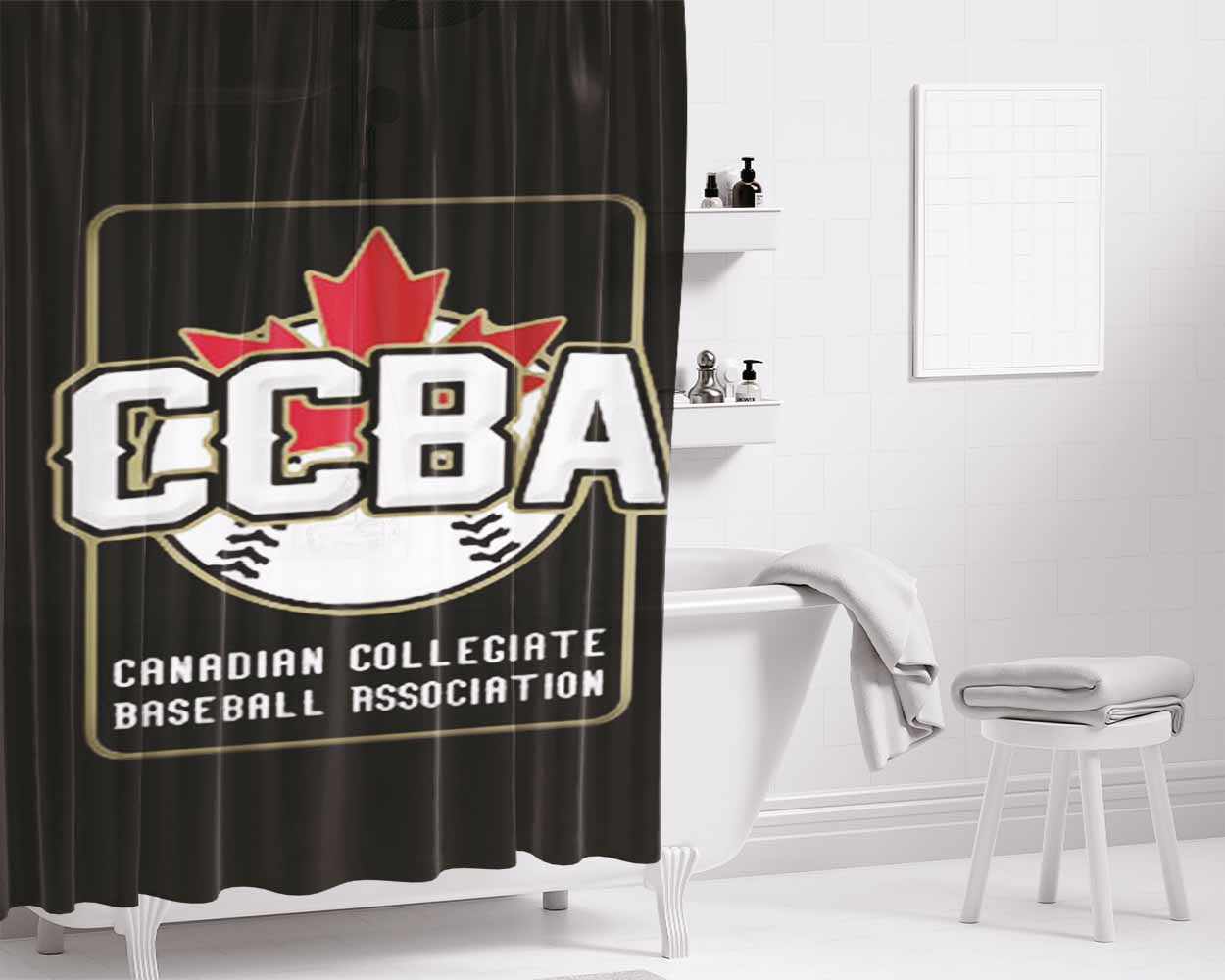 Ccba Baseball Bathroom Shower Curtain Fabric Waterproof | 66 X 72 Inch