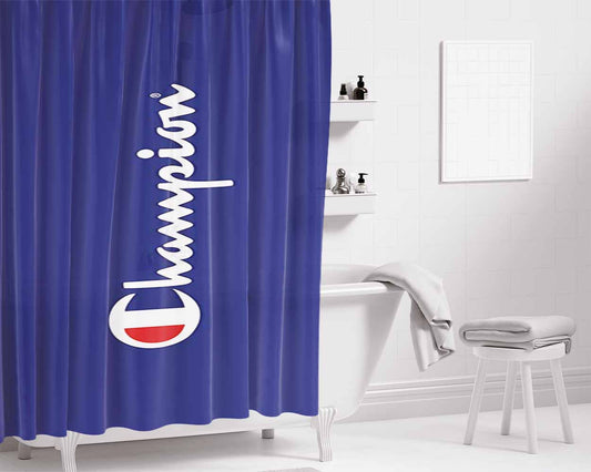 Champion Logo Bathroom Shower Curtain Fabric Waterproof | 66 X 72 Inch