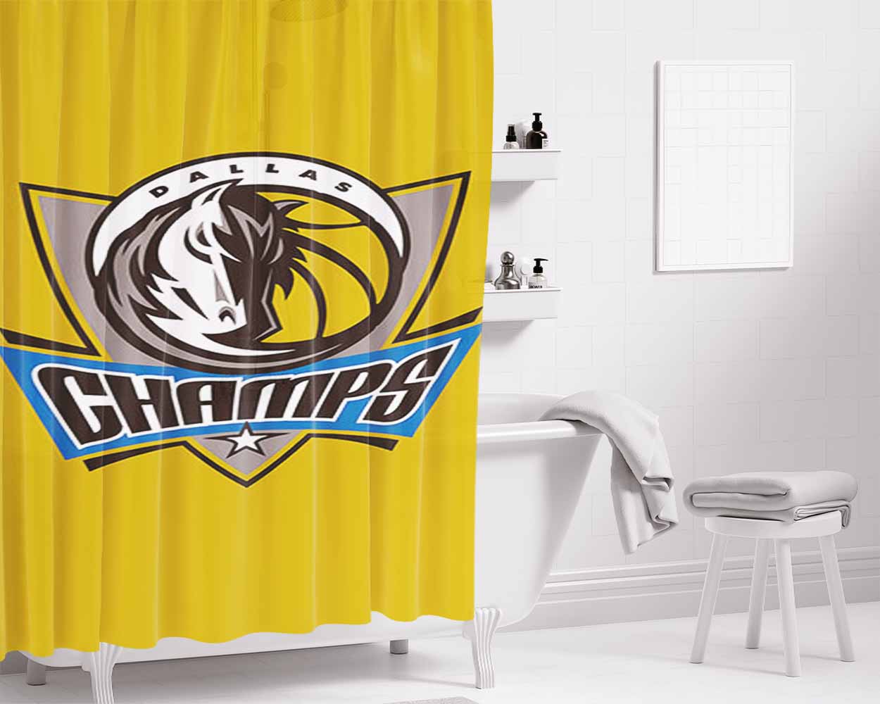 Champion Maverick Bathroom Shower Curtain Fabric Waterproof | 66 X 72 Inch