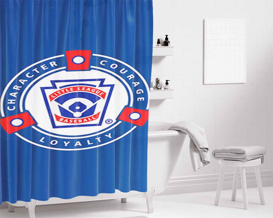 Character Corage Loyalty Baseball Logo Blue Bathroom Shower Curtain Fabric Waterproof | 66 X 72 Inch