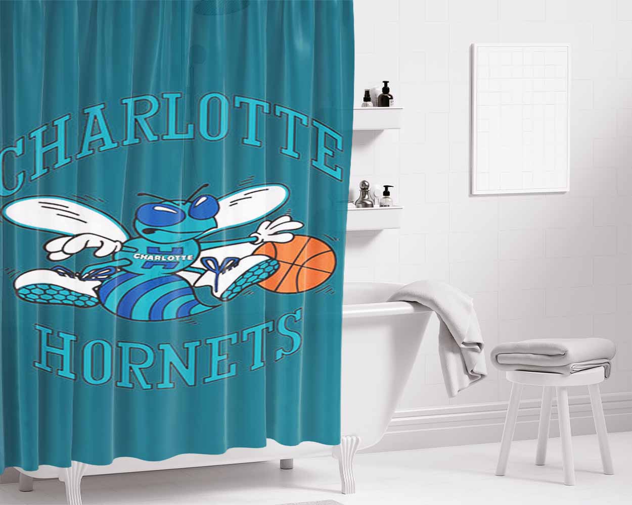 Charlote Bathroom Shower Curtain Fabric Waterproof | 66 X 72 Inch