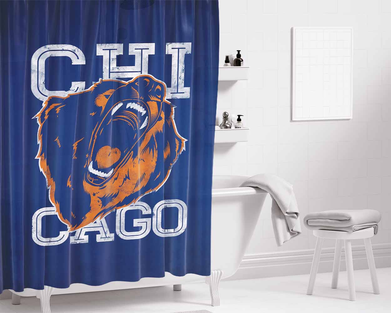 Chicago Anger Bathroom Shower Curtain Fabric Waterproof | 66 X 72 Inch