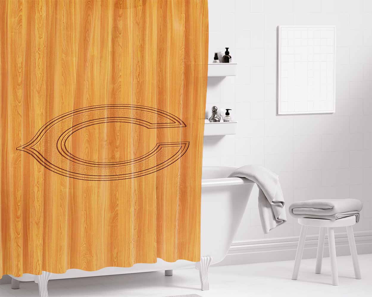 Chicago Bears 2 Bathroom Shower Curtain Fabric Waterproof | 66 X 72 Inch