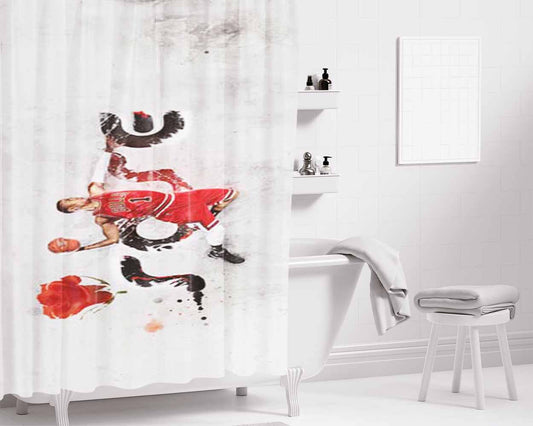 Chicago Bulls Derrick Rose Bathroom Shower Curtain Fabric Waterproof | 66 X 72 Inch