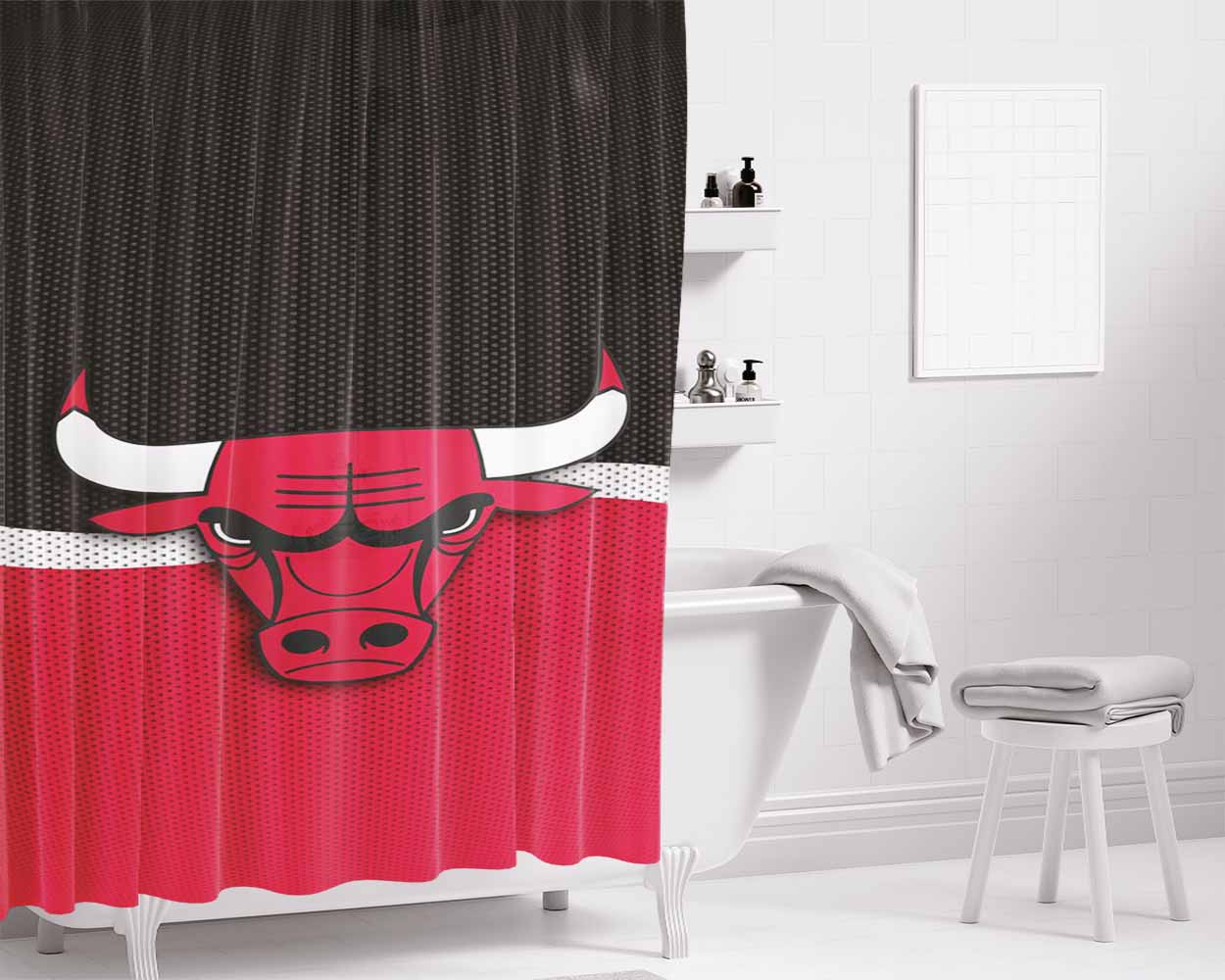 Chicago Bulls For Fans Fa Bathroom Shower Curtain Fabric Waterproof | 66 X 72 Inch