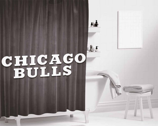 Chicago Bulls Hardwood Bathroom Shower Curtain Fabric Waterproof | 66 X 72 Inch