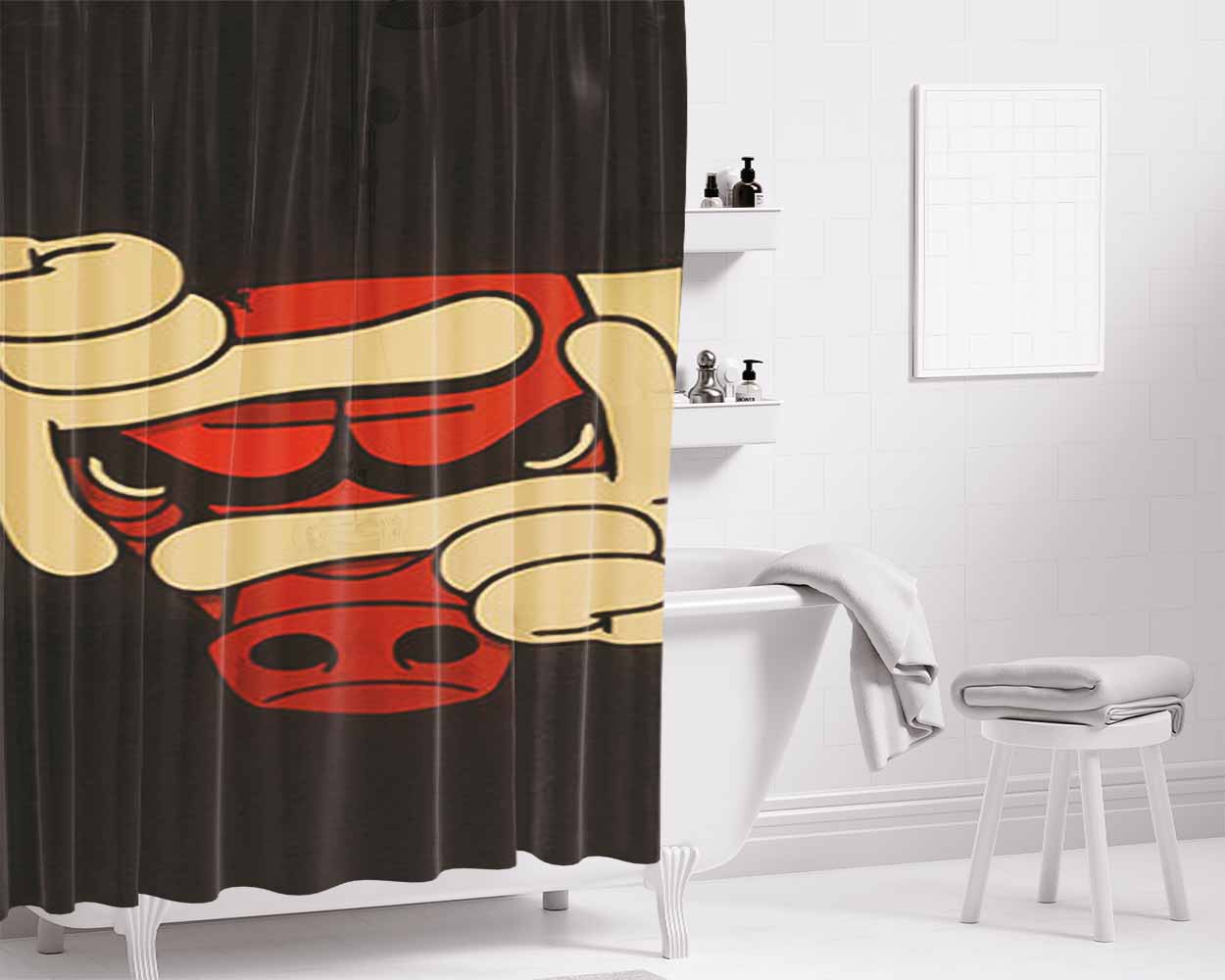 Chicago Bulls Mickey Bathroom Shower Curtain Fabric Waterproof | 66 X 72 Inch