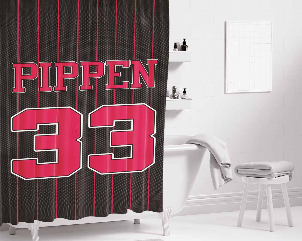 Chicago Bulls Pipp Bathroom Shower Curtain Fabric Waterproof | 66 X 72 Inch
