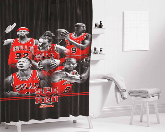 Chicago Bulls See Re Bathroom Shower Curtain Fabric Waterproof | 66 X 72 Inch