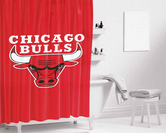 Chicago Bulls Bathroom Shower Curtain Fabric Waterproof | 66 X 72 Inch